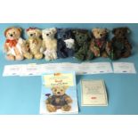 Steiff for Danbury Mint, 'Bears of the Week', seven bears, each 23cm, with tags and certificates, (