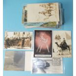 Approximately 160 postcards on military and naval subjects, including bomb damage and Zeppelin air