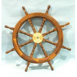 An eight-spoke hardwood ship's wheel, 93cm.