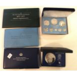 A Franklin Mint cased 1976 Coinage of Belize sterling silver proof set, cased, a cased 1976