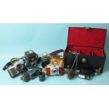 A quantity of cameras and accessories, to include Yashica-Mat Twin Lens camera, Pentax Asahi,