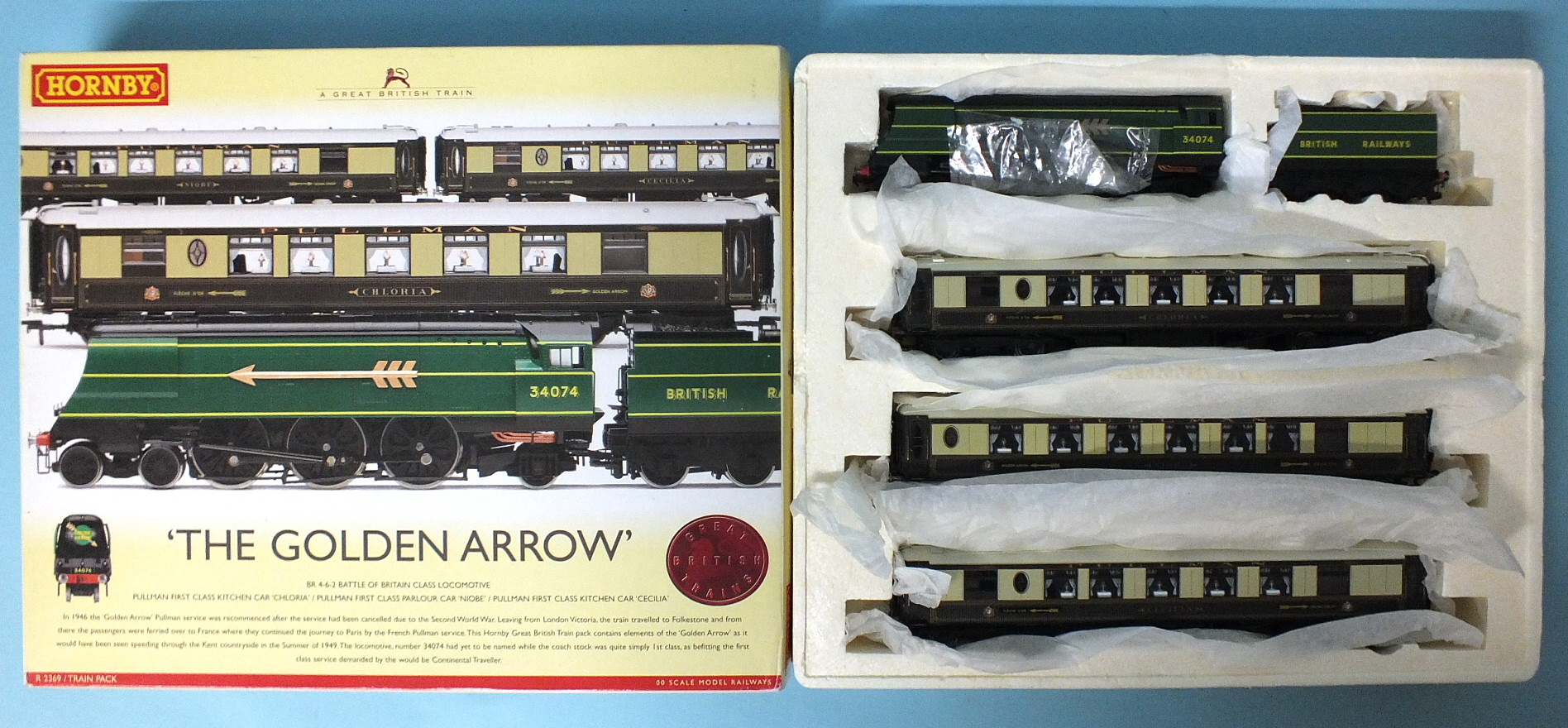 Hornby OO gauge, R2369 train pack "The Golden Arrow", boxed.