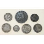 A George III 3-shilling bank token 1814, 1-shilling & sixpence tokens 1811, 1813, a ten-pence