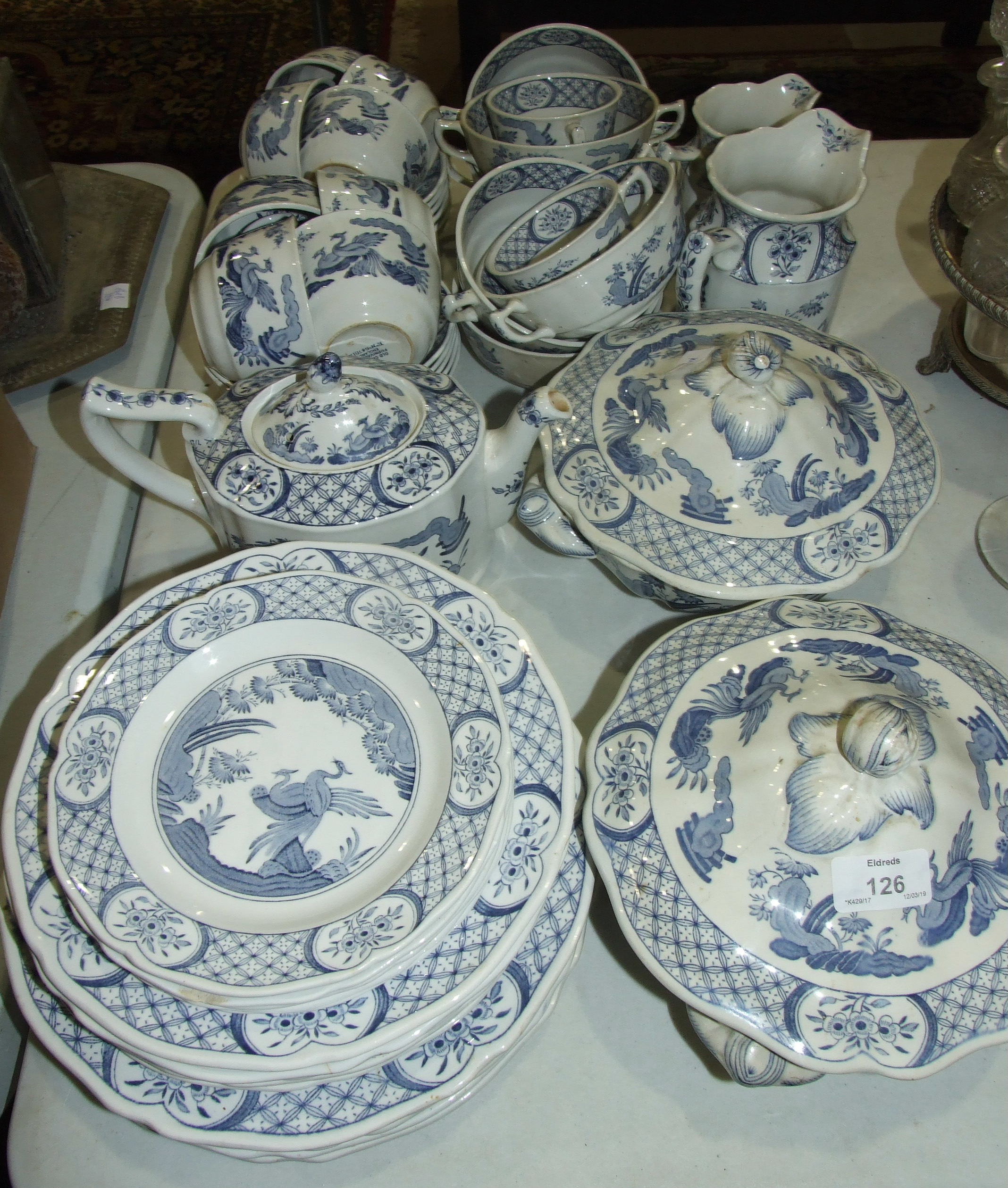 Forty-eight pieces of Furnivals Ltd 'Old Chelsea'-decorated tea and dinner ware and other ceramics.