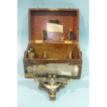 C Baker, London, a painted bronze theodolite, numbered 501125, in original fitted box.