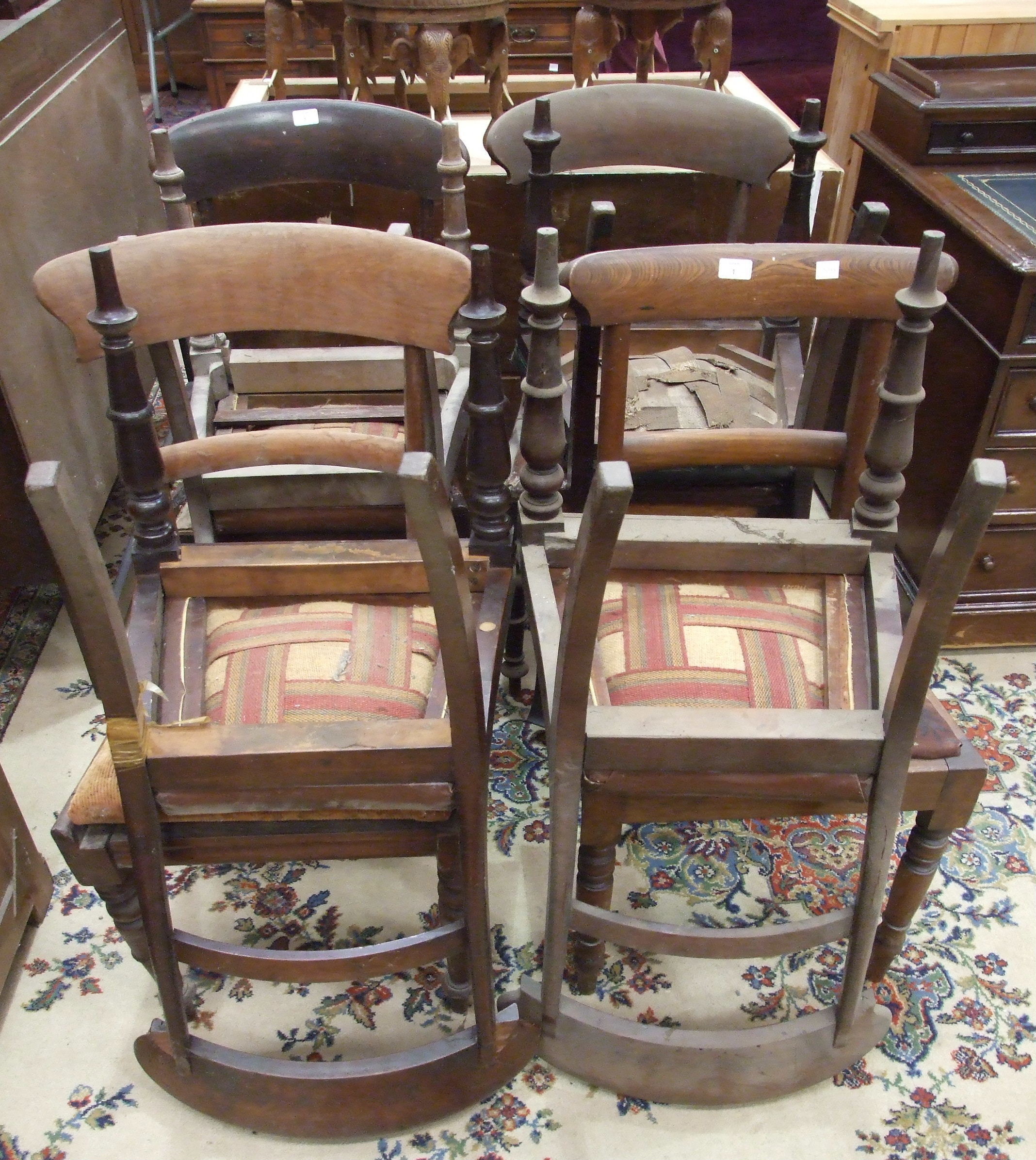 A collection of eight Victorian mahogany dining chairs.