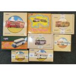 Corgi, boxed buses: 97050, 97052, 97071, 97101, 97186, 97233, 97269 and 97741, boxed trucks,