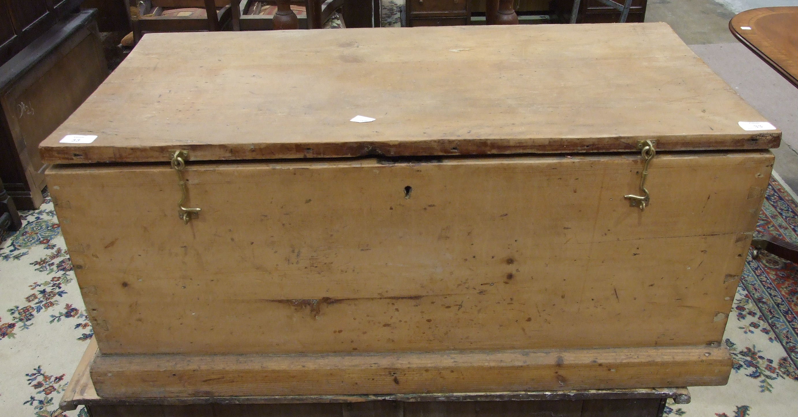 A stripped pine tool chest, 86.5cm wide.