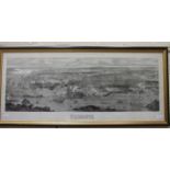 A framed print, 'Panoramic View of Plymouth', a supplement to The Illustrated London News, September