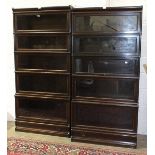 A pair of oak five-section Globe Wernicke bookcases with cornice and base drawer, 181cm high, 87cm