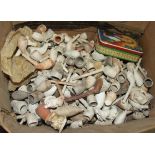 A large collection of vintage clay pipe bowls, a dressing glass, various metalware and miscellaneous