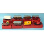 Hornby O Gauge, boxed rolling stock: no.1 Passenger Coach, Passenger Brake, Goods Brake,