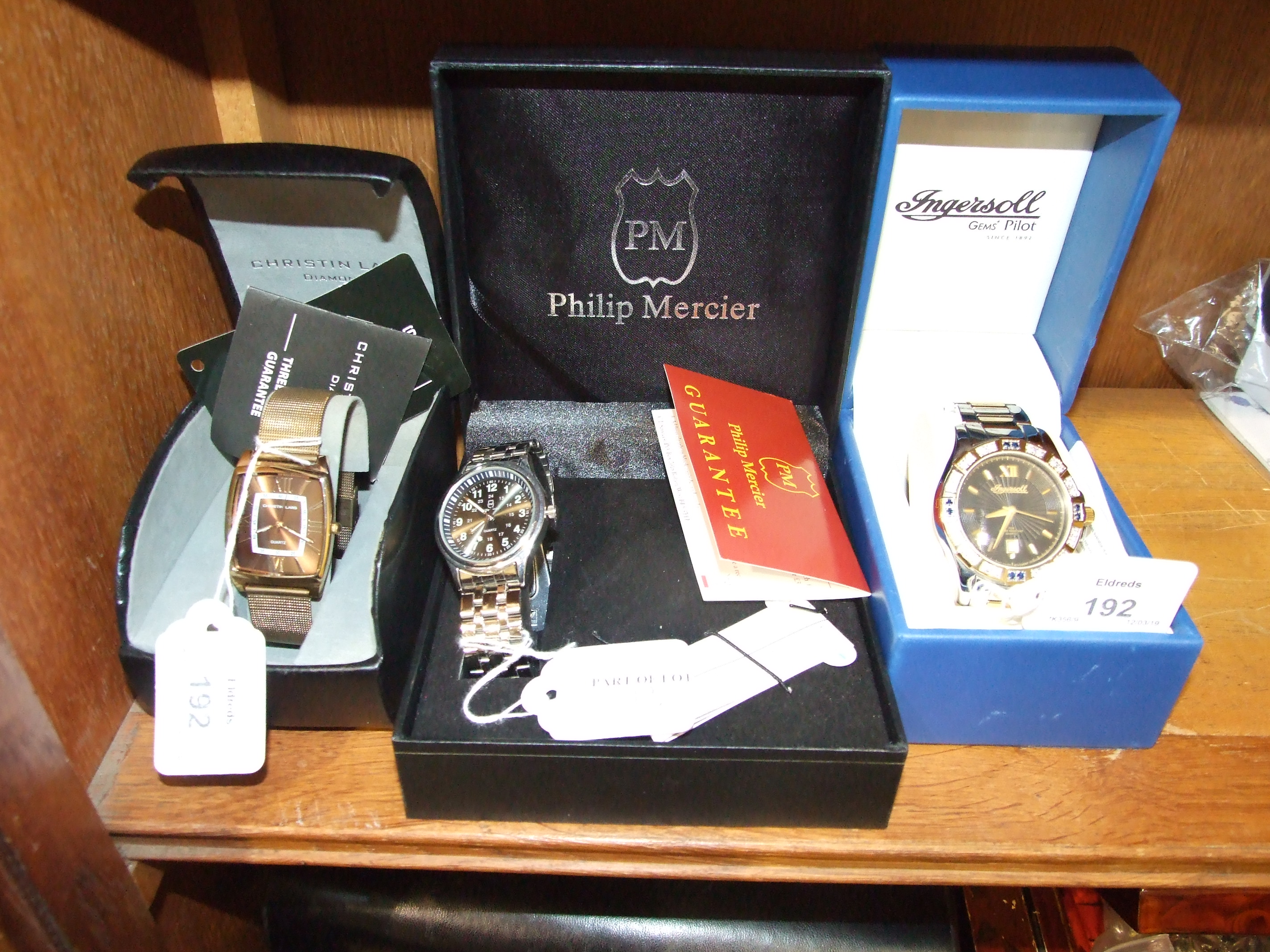 A gents Ingersoll Gems Pilot wrist watch and two others, 'Philip Mercer' and 'Christin Lars', all