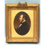 Late-19th Century English School PORTRAIT OF PRINCE ALBERT Oil on grained wood panel, in gesso frame