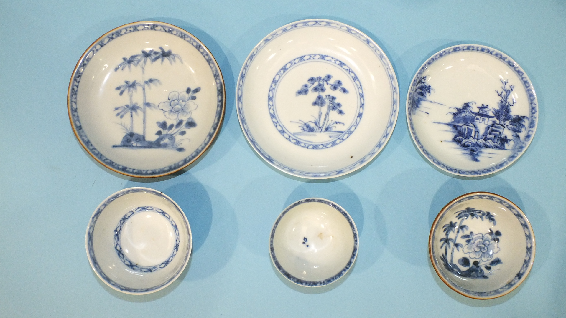 A group of three Nankin Cargo tea bowls and saucers, Chinese c1750, together with the original - Image 2 of 4