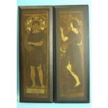 A pair of painted softwood panels, Apollo Fidicen depicting the god of music and a companion, Errto,