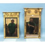 A 19th century gilt gesso pier mirror of cornice pillared construction, 53cm wide, 82cm high and a