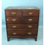 A Georgian mahogany rectangular chest of two short and three long drawers, on bracket feet, 91cm