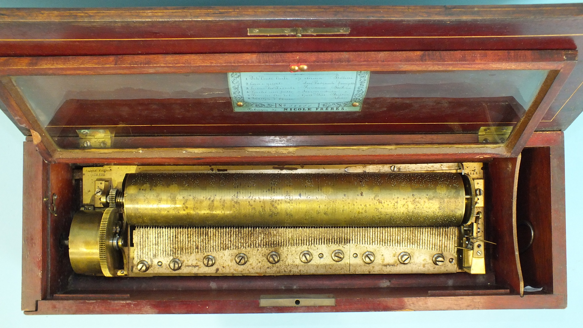 A Nicole Freres cylinder music box playing six airs, No.36688, Gamme No.1122, the single 35cm - Image 2 of 6