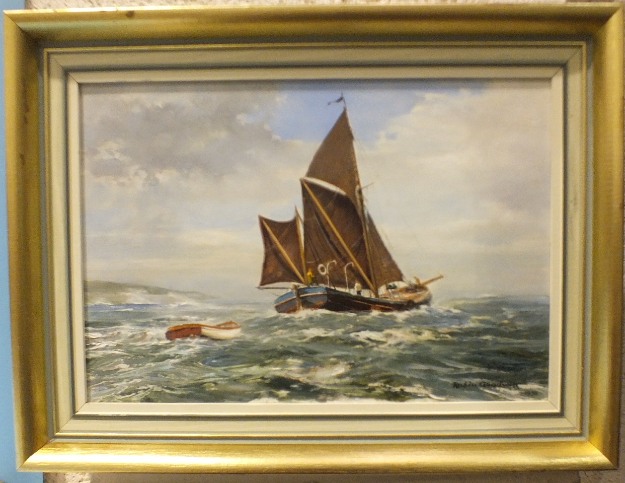 •Robin Goodwin (1909-1997) FISHING BOAT AND DINGHY Oil on board, signed and dated 1978, 26 x 39cm. - Image 2 of 2