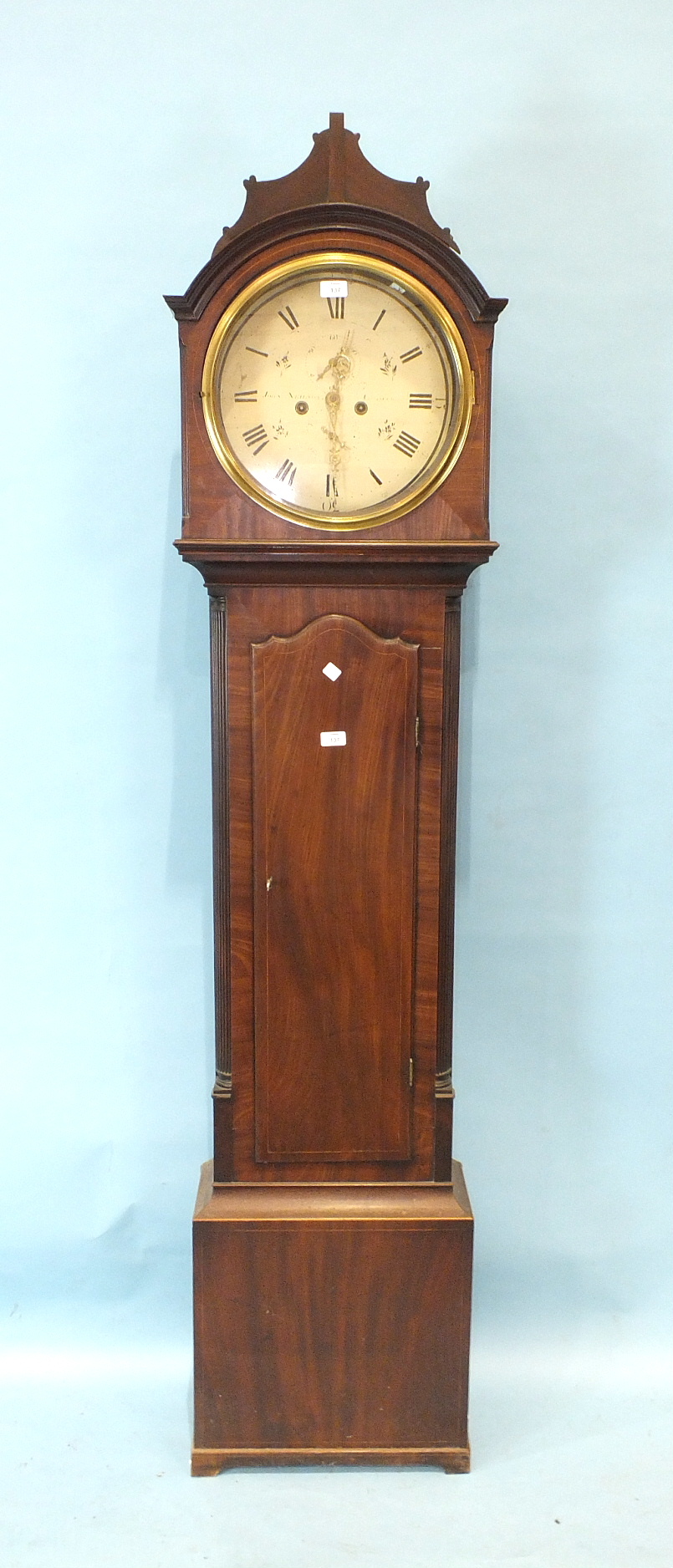 John Nielson, Glasgow, a mahogany long case clock with circular painted face, second/calendar