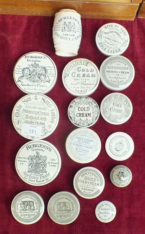 A 'Burgess's Anchovy Paste' pot lid and twenty-four other 19th century advertising pot lids and - Image 2 of 13