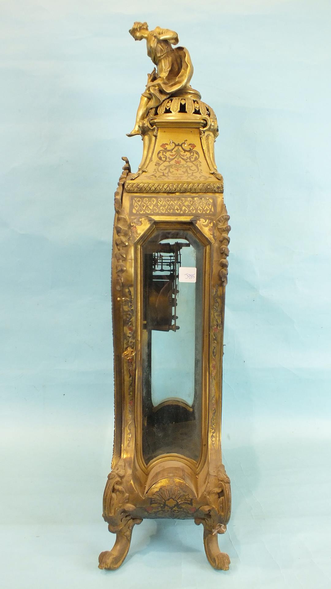 An 18th Century French large Boulle bracket clock of overall balloon shape, the case embellished - Image 4 of 8