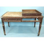 A 19th century mahogany library writing table, the rectangular top inset for writing surface, (