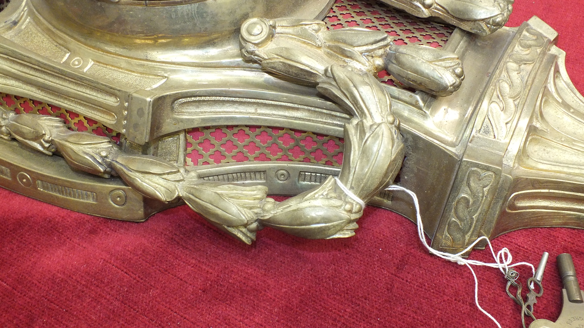 A 19th century octagonal and brass inlaid wall clock, the convex painted dial with chain-driven - Image 3 of 3