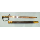 A British Pioneer sword with brass hilt and saw backed blade, 57cm, marked with crown over B21 and