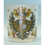A 19th century German enamelled glass beaker commemorating the Treaty of Berlin, dated 1742, (chip