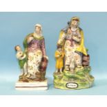 An early-19th century Staffordshire pearlware figure of the widow and child, on a square base, 22.