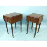 A 19th century mahogany work table, the rectangular top with two drop leaves, above two frieze and