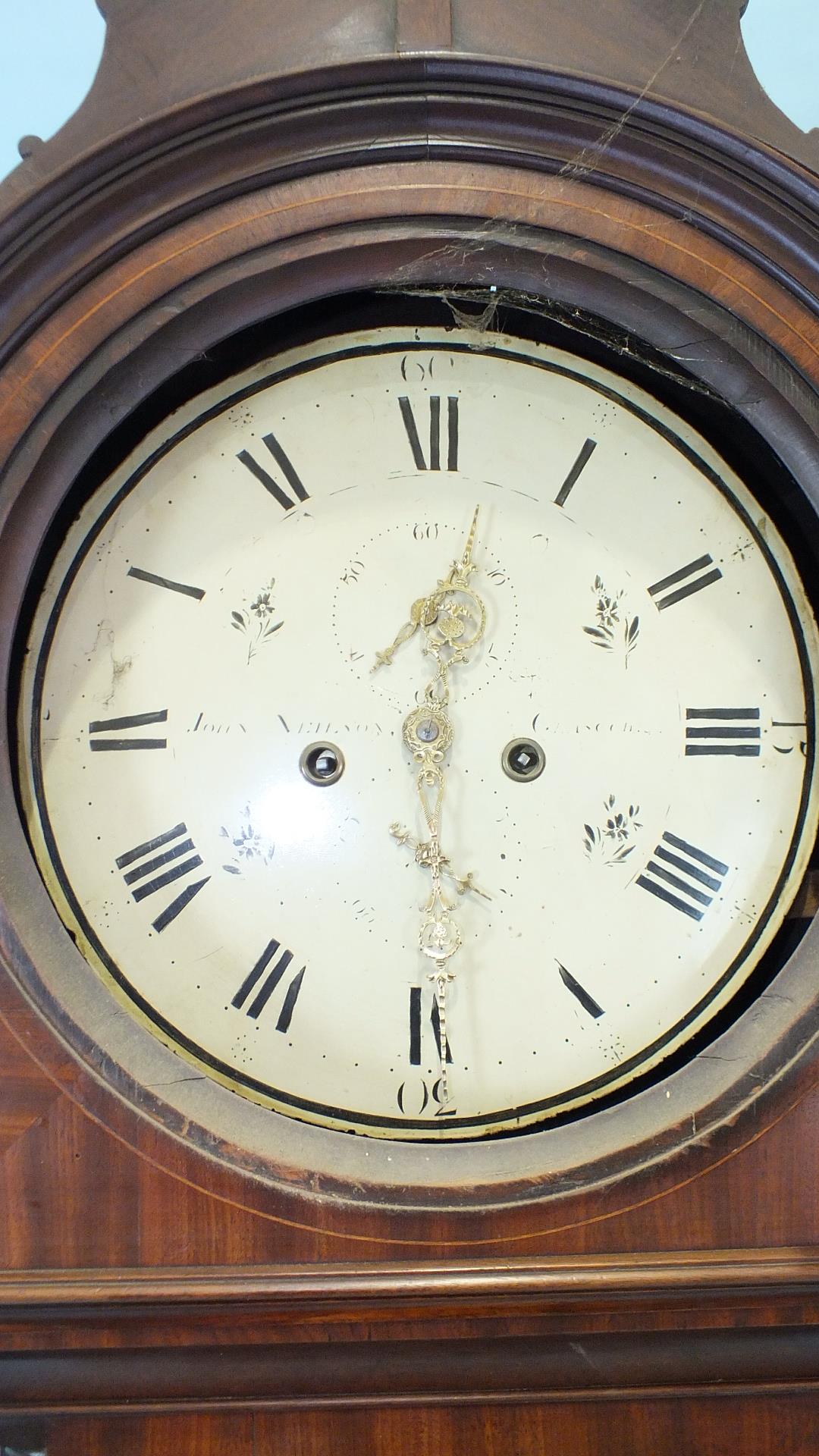 John Nielson, Glasgow, a mahogany long case clock with circular painted face, second/calendar - Image 2 of 4