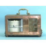 A copper cased and metal barograph, 28cm long, 21cm high, excluding carrying handle.