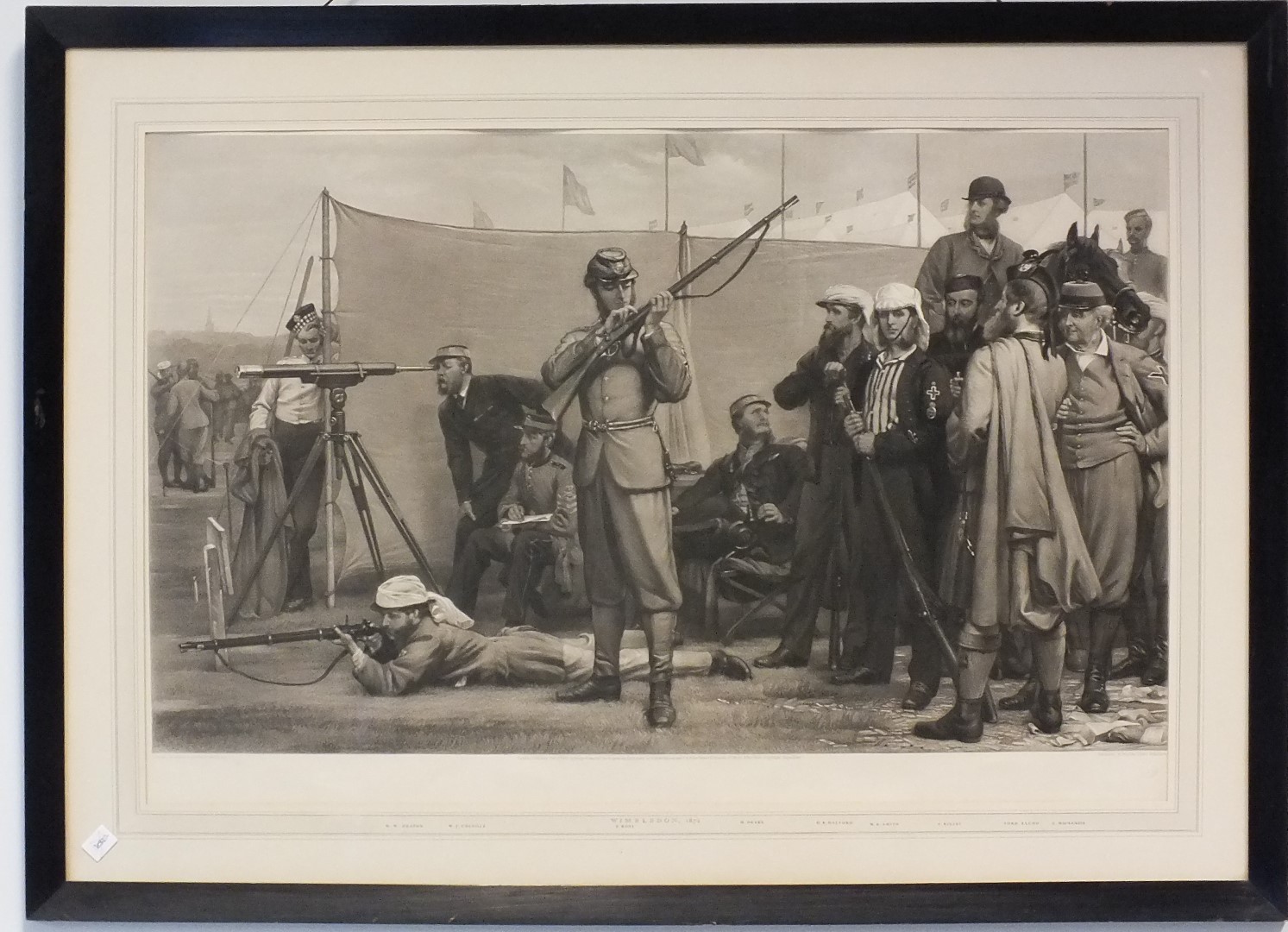 After Henry Tanworth Well RA, WIMBLEDON 1872 - Figures at the Wimbledon rifle range: H W Heaton (