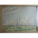 •Peter Heaton (20th Century) DRAGONS IN A BREEZE Signed watercolour, dated '48', 36 x 51cm and