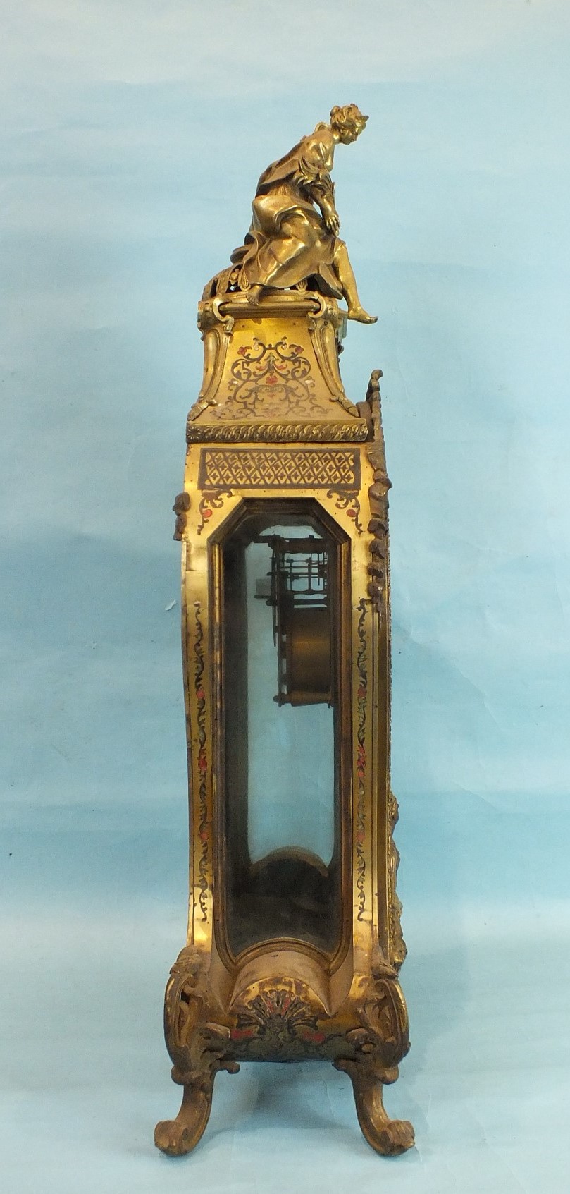 An 18th Century French large Boulle bracket clock of overall balloon shape, the case embellished - Image 3 of 8