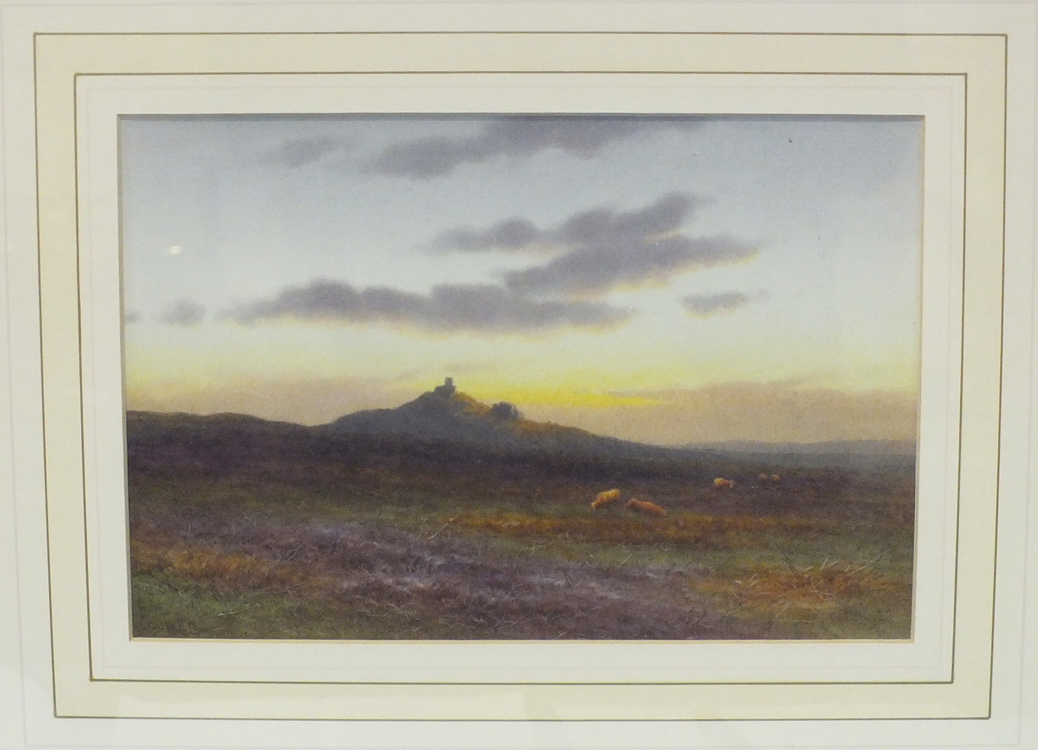 Charles Edward Brittan (1837 - 1888) BRENTOR CHURCH, DARTMOOR, WITH CATTLE Signed watercolour, 17. - Image 3 of 5