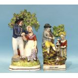 An early-19th century Staffordshire pearlware group Pastime and a similar group The Sailor's Return,