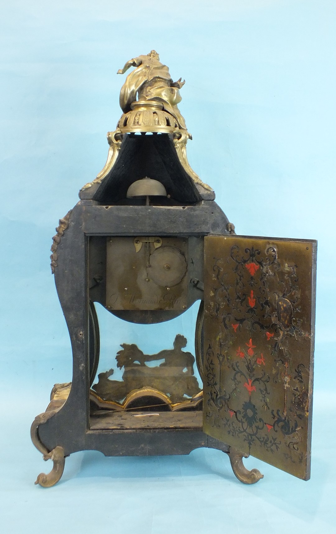 An 18th Century French large Boulle bracket clock of overall balloon shape, the case embellished - Image 2 of 8