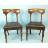 A set of six 19th century mahogany dining chairs, each with curved top rail, open back and