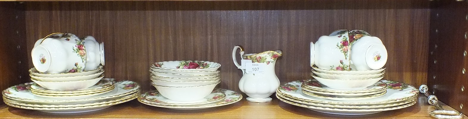 Thirty-three pieces of Royal Albert Old Country Roses tea ware.