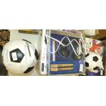 Three portable 5.5" Plustron televisions in the form of footballs, including Euro 2004 Championship,