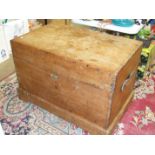 A large pine chest, 103cm wide, 69cm high, 63cm deep.