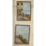 E Gianni, Bay of Naples, signed gouache, 32 x 23cm and a companion, a pair, together with two