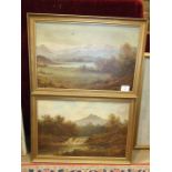 S Barton, River landscape, Possibly Wales, signed oil on canvas, 29 x 44cm, a companion, a pair, (