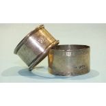 Two silver napkin rings, Chester 1929 and Birmingham 1933 (2).