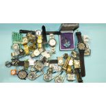 A quantity of modern ornamental pocket watches, (a/f), (34).