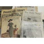 A collection of historic newspapers, mainly First and Second World wars, and other items.